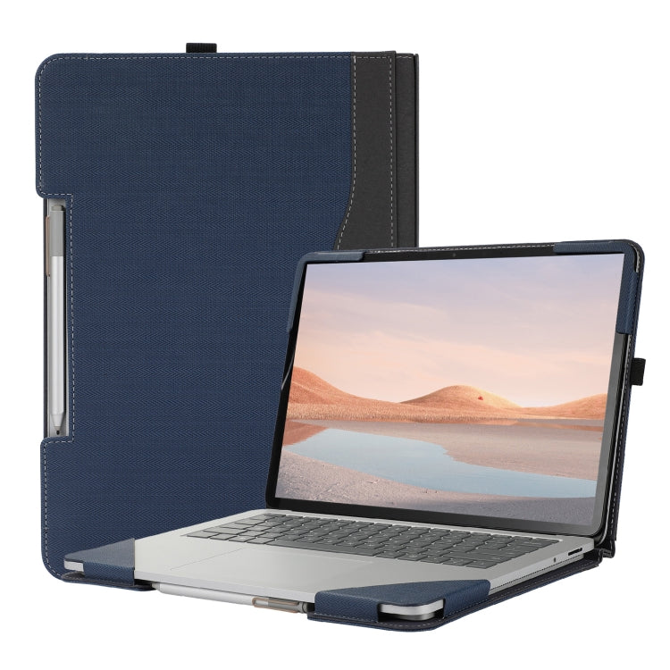 For Microsoft Surface Laptop Studio 2 Herringbone Texture Leather Laptop Protective Case(Dark Blue) - Screen & Keyboard Cover by PMC Jewellery | Online Shopping South Africa | PMC Jewellery | Buy Now Pay Later Mobicred