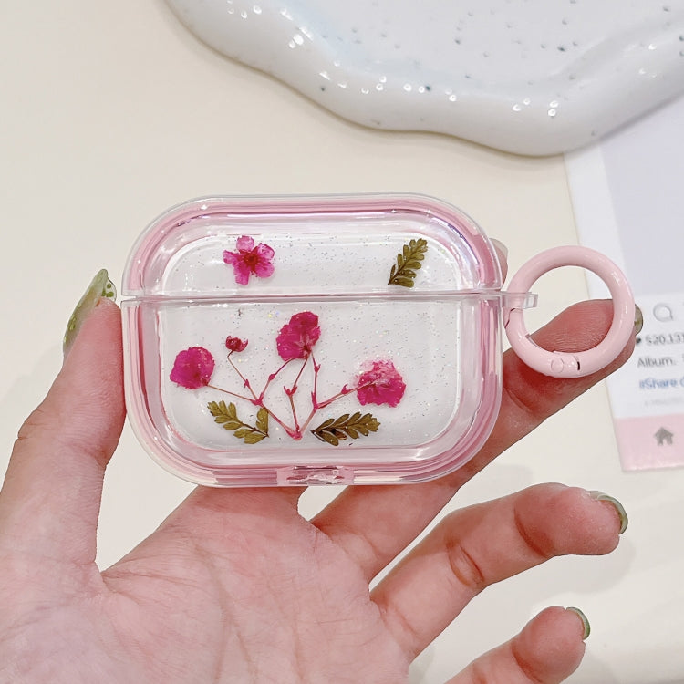 For AirPods Pro Glitter Starry Epoxy Dried Flowers Earbuds Box TPU Case(Pink) - For AirPods Pro by PMC Jewellery | Online Shopping South Africa | PMC Jewellery | Buy Now Pay Later Mobicred