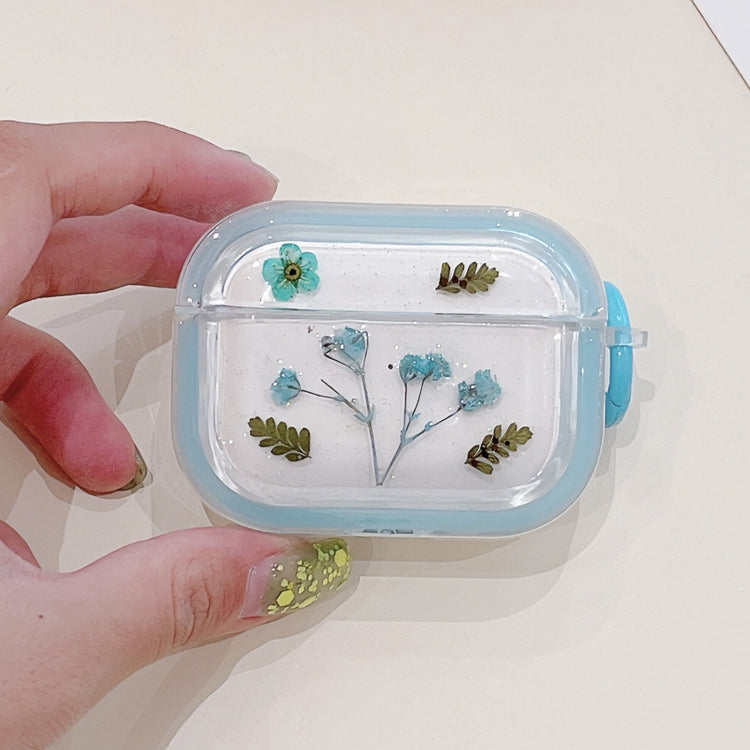 For AirPods Pro Glitter Starry Epoxy Dried Flowers Earbuds Box TPU Case(Light Blue) - For AirPods Pro by PMC Jewellery | Online Shopping South Africa | PMC Jewellery | Buy Now Pay Later Mobicred