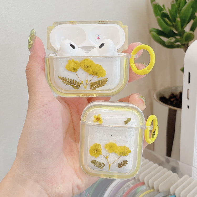 For AirPods Pro Glitter Starry Epoxy Dried Flowers Earbuds Box TPU Case(Green) - For AirPods Pro by PMC Jewellery | Online Shopping South Africa | PMC Jewellery | Buy Now Pay Later Mobicred