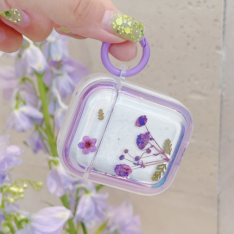 For AirPods 3 Glitter Starry Epoxy Dried Flowers Earbuds Box TPU Case(Green) - For AirPods 3 by PMC Jewellery | Online Shopping South Africa | PMC Jewellery | Buy Now Pay Later Mobicred