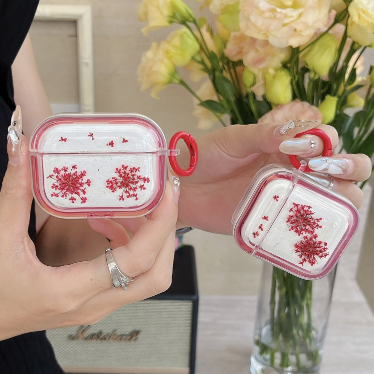For AirPods Pro Glitter Snowflake Epoxy Dried Flowers Earbuds Box TPU Case(Yellow) - For AirPods Pro by PMC Jewellery | Online Shopping South Africa | PMC Jewellery | Buy Now Pay Later Mobicred