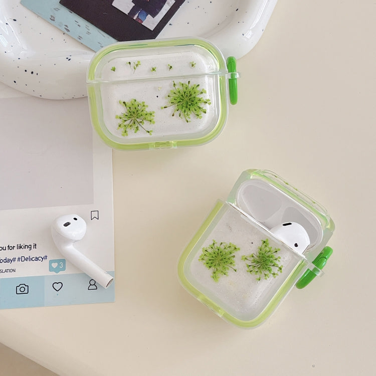 For AirPods 3 Glitter Snowflake Epoxy Dried Flowers Earbuds Box TPU Case(Yellow) - For AirPods 3 by PMC Jewellery | Online Shopping South Africa | PMC Jewellery | Buy Now Pay Later Mobicred