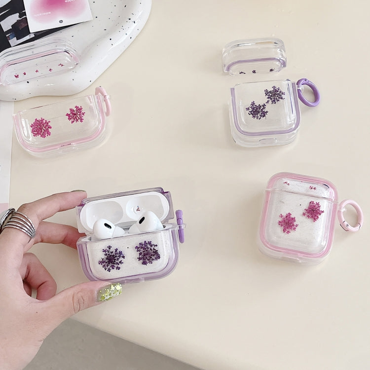 For AirPods Pro 2 Glitter Snowflake Epoxy Dried Flowers Earbuds Box TPU Case(Yellow) - For AirPods Pro 2 by PMC Jewellery | Online Shopping South Africa | PMC Jewellery | Buy Now Pay Later Mobicred