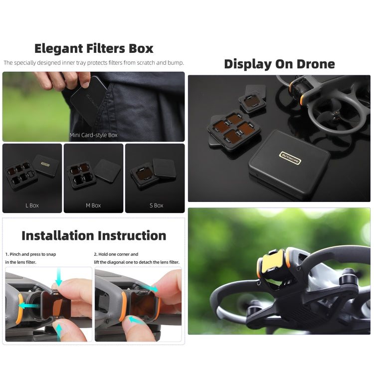 For DJI Avata 2 Sunnylife Camera Lens Filter, Filter:MCUV - free shipping - PMC TechLife - Order now!