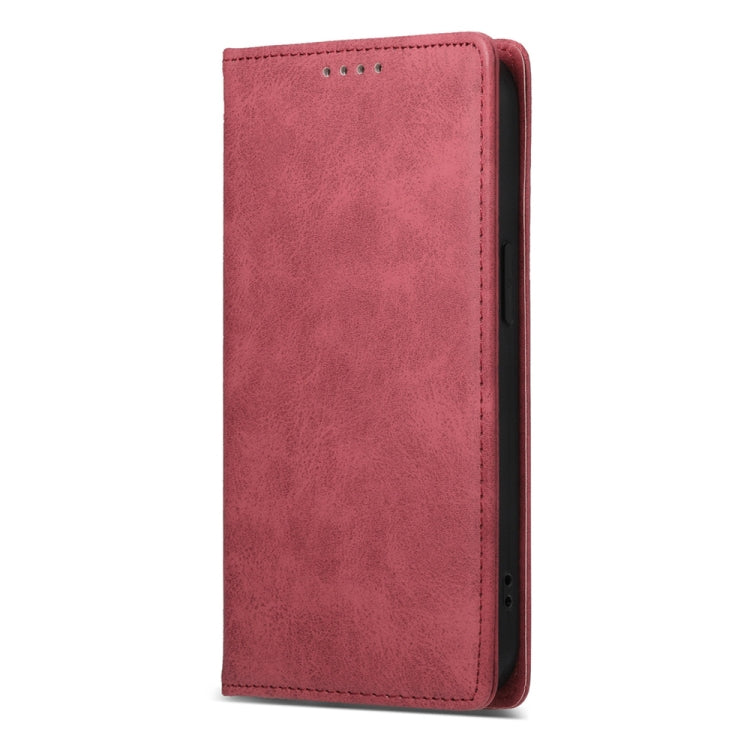 For iPhone 16e Business Solid Color Magnetic RFID Leather Phone Case(Red) - iPhone 16e Cases by PMC TechLife | Online Shopping South Africa | PMC TechLife | Buy Now Pay Later Mobicred
