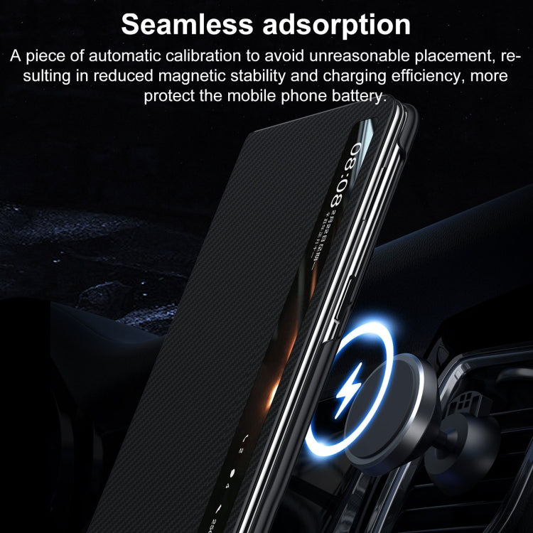 For Honor Magic Vs3 SULADA Kevlar 600D Texture Smart Window Leather Phone Case(Black) - free shipping - PMC TechLife - Order now!