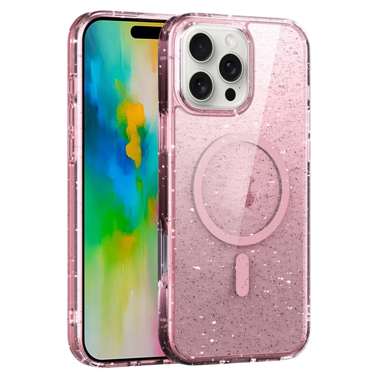 For iPhone 16 Pro Max Glitter Powder MagSafe Magnetic Phone Case(Transparent Pink) - free shipping - PMC Jewellery - Order now!