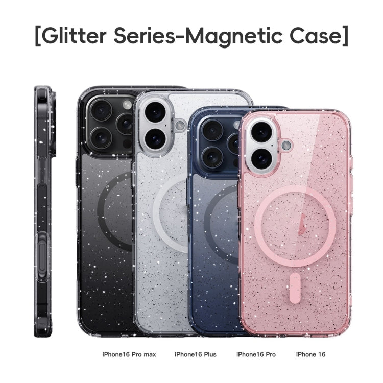 For iPhone 16 Pro Max Glitter Powder MagSafe Magnetic Phone Case(Transparent Pink) - free shipping - PMC Jewellery - Order now!