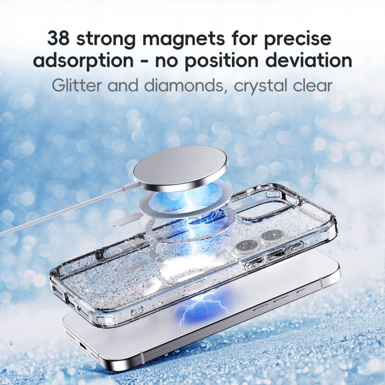 For iPhone 16 Plus Glitter Powder MagSafe Magnetic Phone Case(Transparent Pink) - free shipping - PMC Jewellery - Order now!