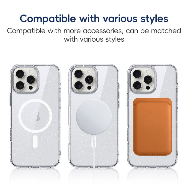 For iPhone 16 Plus Glitter Powder MagSafe Magnetic Phone Case(Transparent) - free shipping - PMC Jewellery - Order now!
