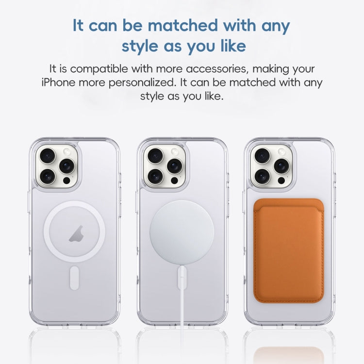 For iPhone 16 Crystal Clear Frosted MagSafe Magnetic Phone Case(Transparent Titanium Blue) - iPhone 16 Cases by PMC Jewellery | Online Shopping South Africa | PMC Jewellery | Buy Now Pay Later Mobicred