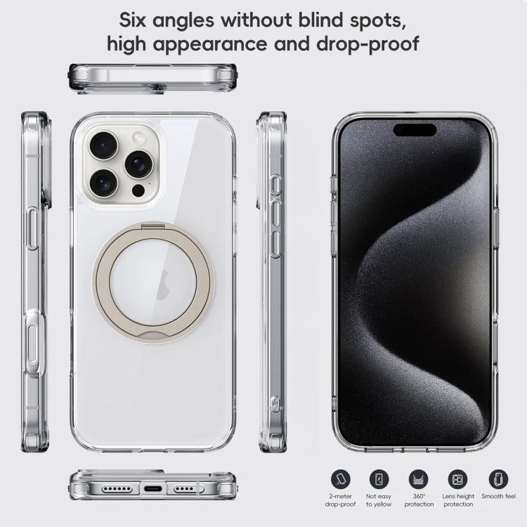For iPhone 16 Plus Crystal Clear MagSafe Magnetic Holder Phone Case(Transparent Black) - free shipping - PMC Jewellery - Order now!