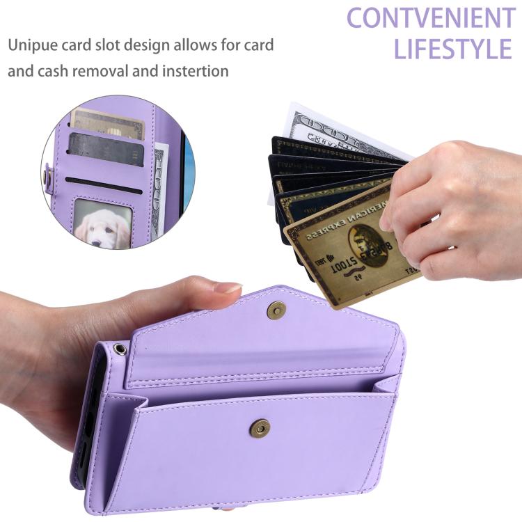 For iPhone 16e Wallet Multi-card Slot Leather Phone Case with Lanyard(Purple) - free shipping - PMC TechLife - Order now!