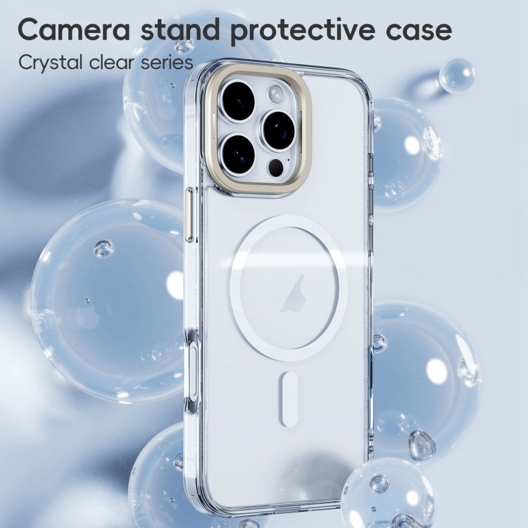 For iPhone 16 Pro Mirror Crystal Clear Lens Holder MagSafe Magnetic Phone Case(Transparent Titanium Blue) - iPhone 16 Pro Cases by PMC Jewellery | Online Shopping South Africa | PMC Jewellery | Buy Now Pay Later Mobicred