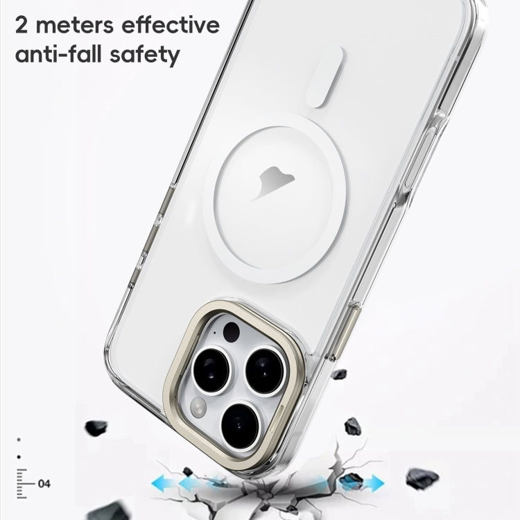 For iPhone 16 Plus Mirror Crystal Clear Lens Holder MagSafe Magnetic Phone Case(Transparent Grey) - free shipping - PMC Jewellery - Order now!