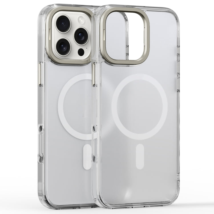 For iPhone 16 Pro Frosted Crystal Clear Lens Holder MagSafe Magnetic Phone Case(Transparent) - iPhone 16 Pro Cases by PMC Jewellery | Online Shopping South Africa | PMC Jewellery | Buy Now Pay Later Mobicred