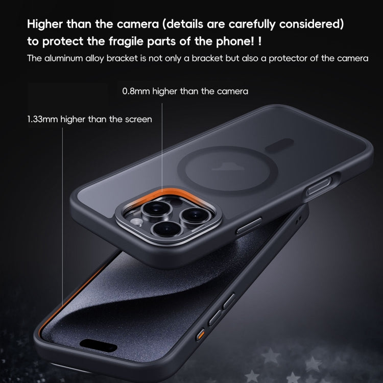 For iPhone 16 Plus Frosted Lens Holder MagSafe Magnetic Phone Case(Puprle) - free shipping - PMC Jewellery - Order now!