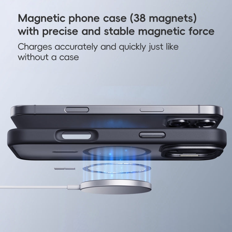 For iPhone 16 Plus Frosted Lens Holder MagSafe Magnetic Phone Case(Puprle) - free shipping - PMC Jewellery - Order now!
