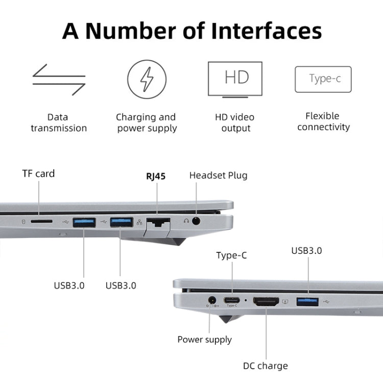 14 inch Windows 11 Laptop, 8GB+128GB, Gen 4th Intel Core i3 CPU, 180 Degree Rotation Axis(Silver) - free shipping - PMC Jewellery - Order now!