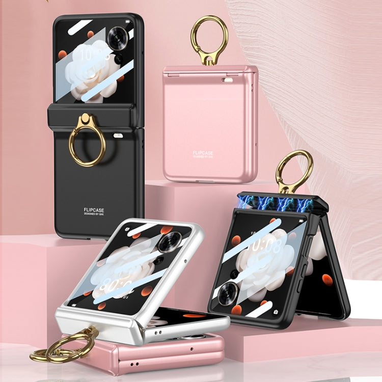 For Honor Magic V Flip GKK Integrated Magnetic Folding Hinge Full Coverage Phone Case with Ring Holder(Black) - free shipping - PMC Jewellery - Order now!
