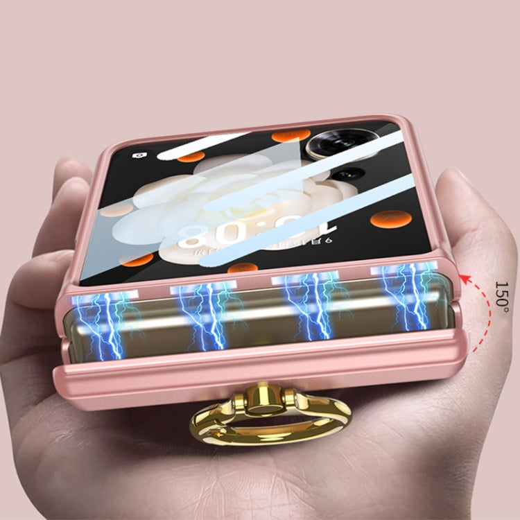 For Honor Magic V Flip GKK Integrated Magnetic Folding Hinge Full Coverage Phone Case with Ring Holder(Black) - free shipping - PMC Jewellery - Order now!