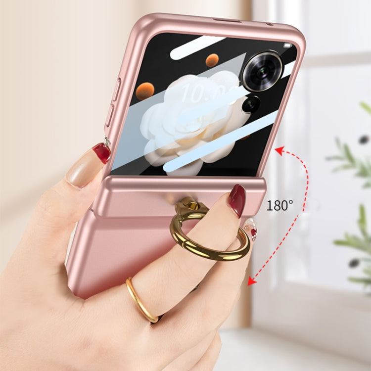 For Honor Magic V Flip GKK Integrated Magnetic Folding Hinge Full Coverage Phone Case with Ring Holder(Black) - free shipping - PMC Jewellery - Order now!
