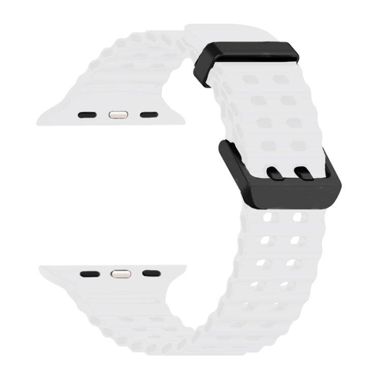 For Apple Watch Series 9 45mm Ocean Dual-Row Hole Silicone Watch Band(White) - free shipping - PMc TechLife - Order now!