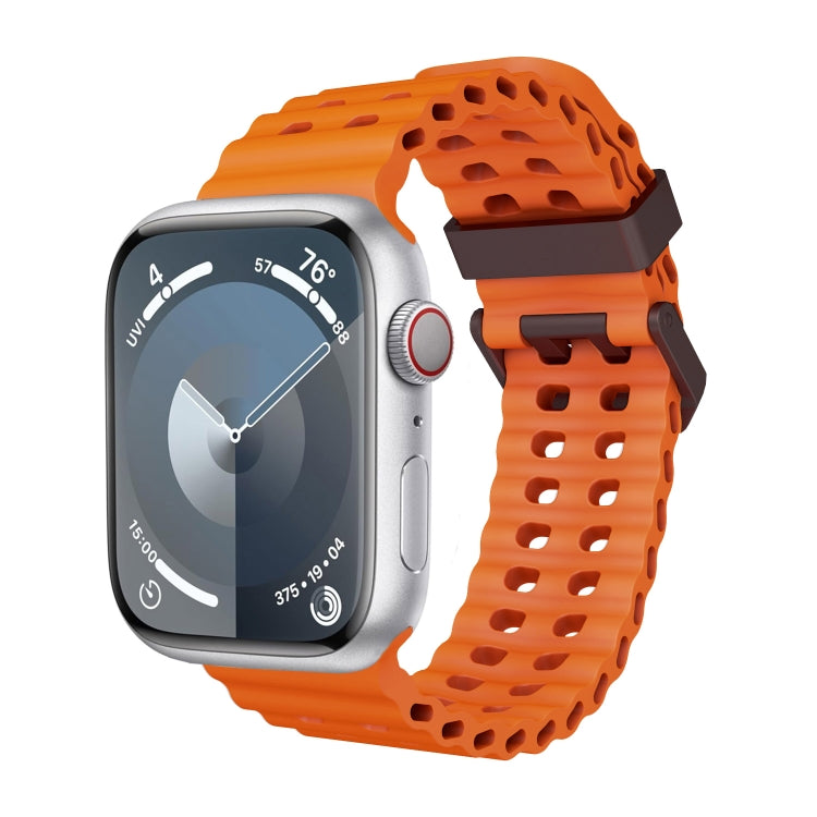 For Apple Watch Series 9 45mm Ocean Dual-Row Hole Silicone Watch Band(Orange) - free shipping - PMc TechLife - Order now!