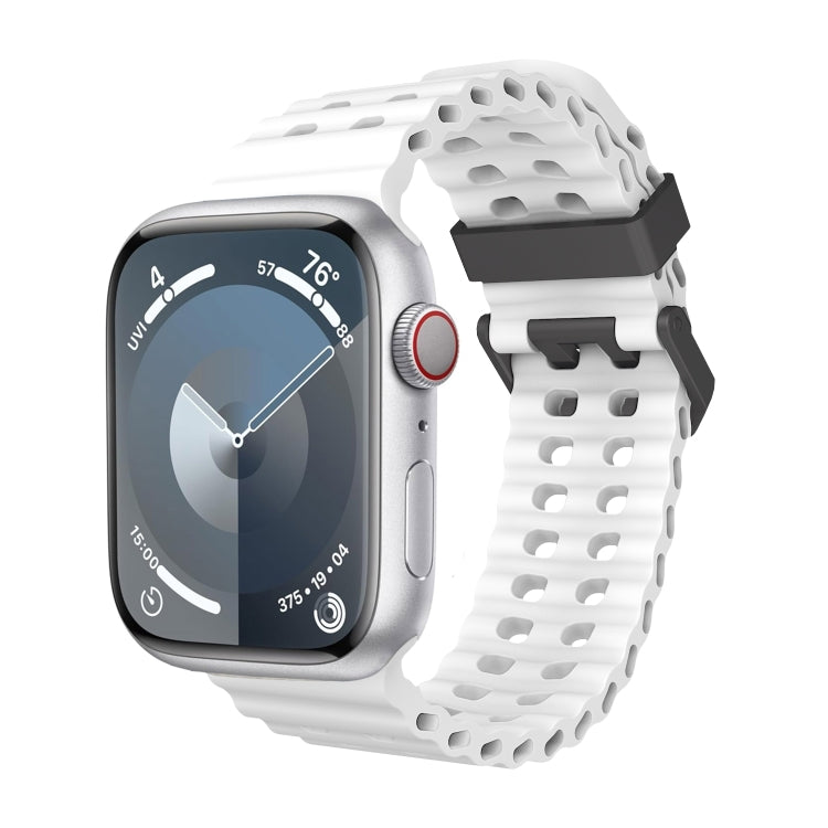 For Apple Watch SE 44mm Ocean Dual-Row Hole Silicone Watch Band(White) - free shipping - PMc TechLife - Order now!