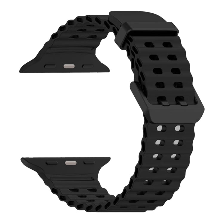 For Apple Watch SE 44mm Ocean Dual-Row Hole Silicone Watch Band(Black) - free shipping - PMc TechLife - Order now!