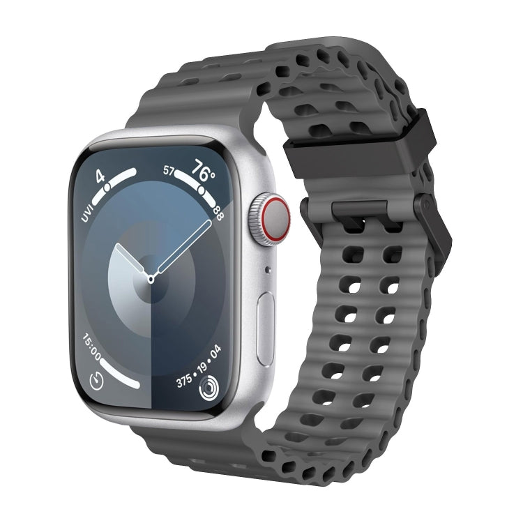 For Apple Watch SE 44mm Ocean Dual-Row Hole Silicone Watch Band(Grey) - free shipping - PMc TechLife - Order now!