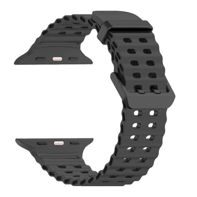 For Apple Watch SE 44mm Ocean Dual-Row Hole Silicone Watch Band(Grey) - free shipping - PMc TechLife - Order now!