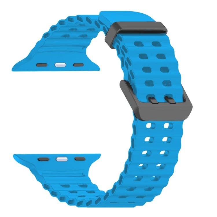 For Apple Watch SE 44mm Ocean Dual-Row Hole Silicone Watch Band(Blue) - free shipping - PMc TechLife - Order now!