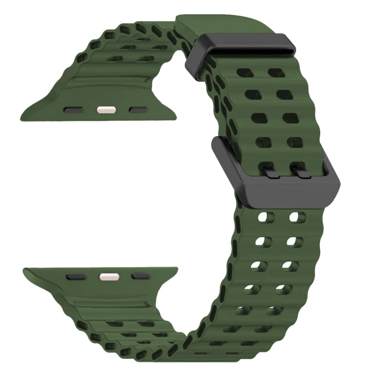For Apple Watch SE 44mm Ocean Dual-Row Hole Silicone Watch Band(Forest Green) - free shipping - PMc TechLife - Order now!