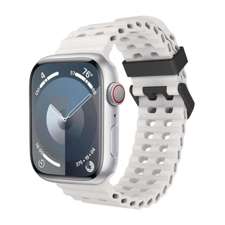 For Apple Watch SE 44mm Ocean Dual-Row Hole Silicone Watch Band(Starlight) - free shipping - PMc TechLife - Order now!