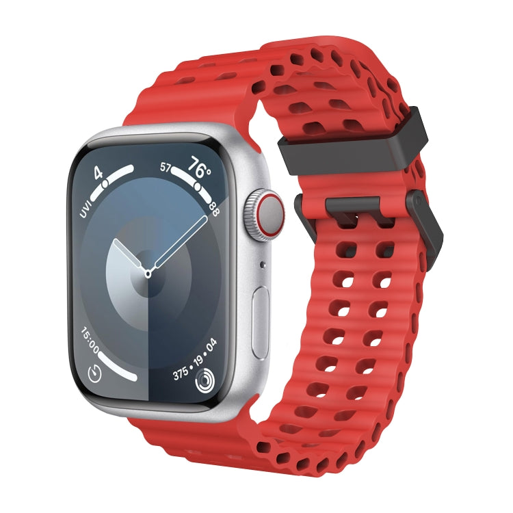 For Apple Watch Series 3 42mm Ocean Dual-Row Hole Silicone Watch Band(Red) - free shipping - PMc TechLife - Order now!