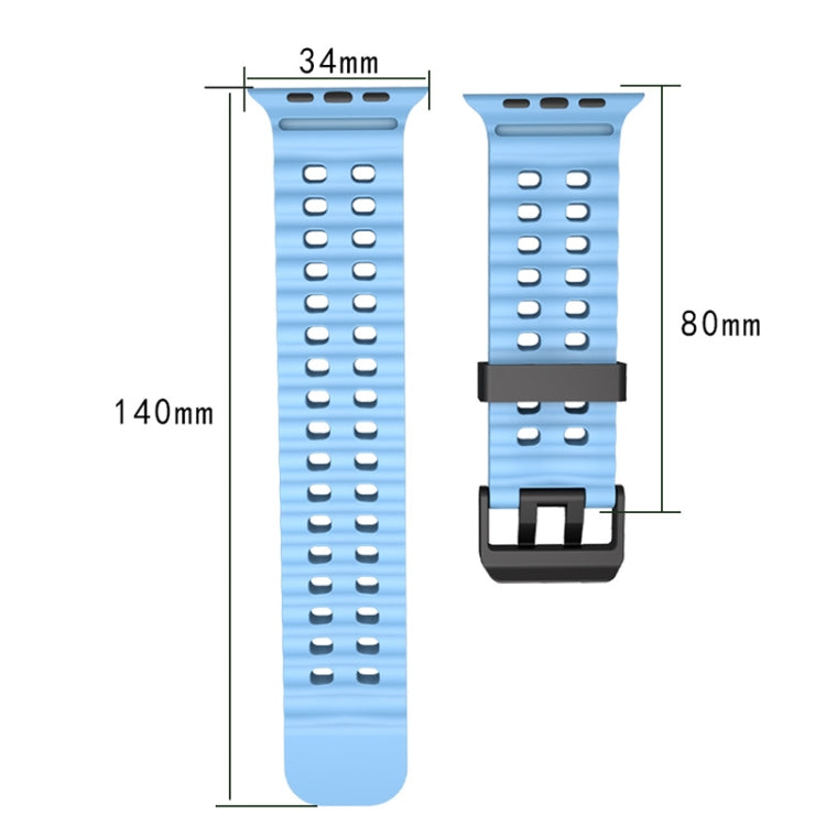 For Apple Watch SE 44mm Ocean Dual-Row Hole Silicone Watch Band(Black) - free shipping - PMc TechLife - Order now!