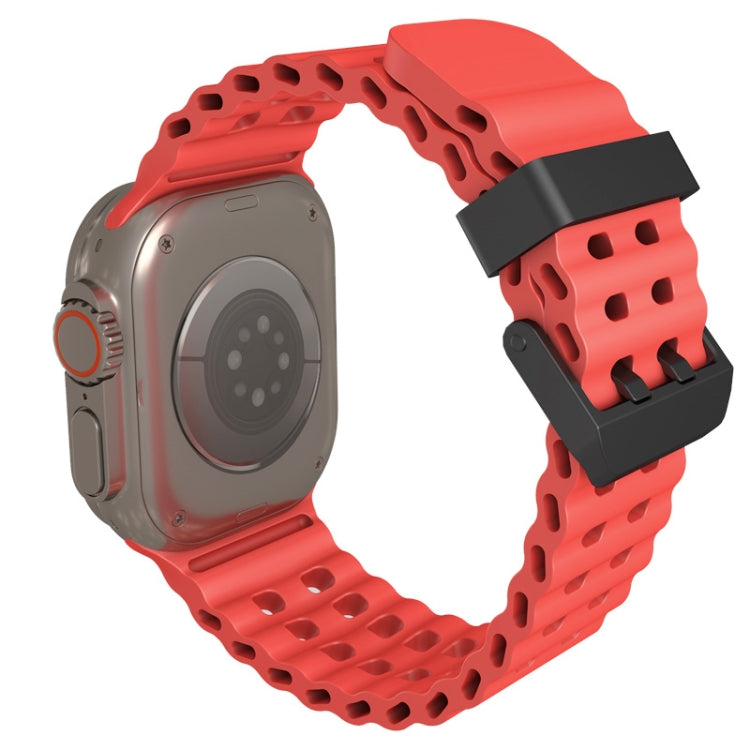 For Apple Watch SE 44mm Ocean Dual-Row Hole Silicone Watch Band(White) - free shipping - PMc TechLife - Order now!