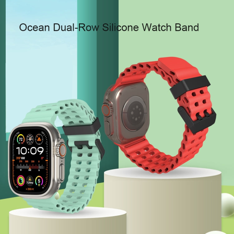 For Apple Watch SE 44mm Ocean Dual-Row Hole Silicone Watch Band(Orange) - free shipping - PMc TechLife - Order now!
