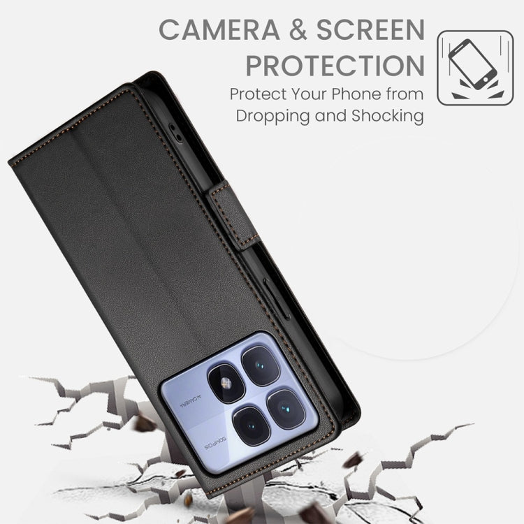 For Redmi K70 Ultra Side Buckle Magnetic Frosted Leather Phone Case(Black) - free shipping - PMC Jewellery - Order now!