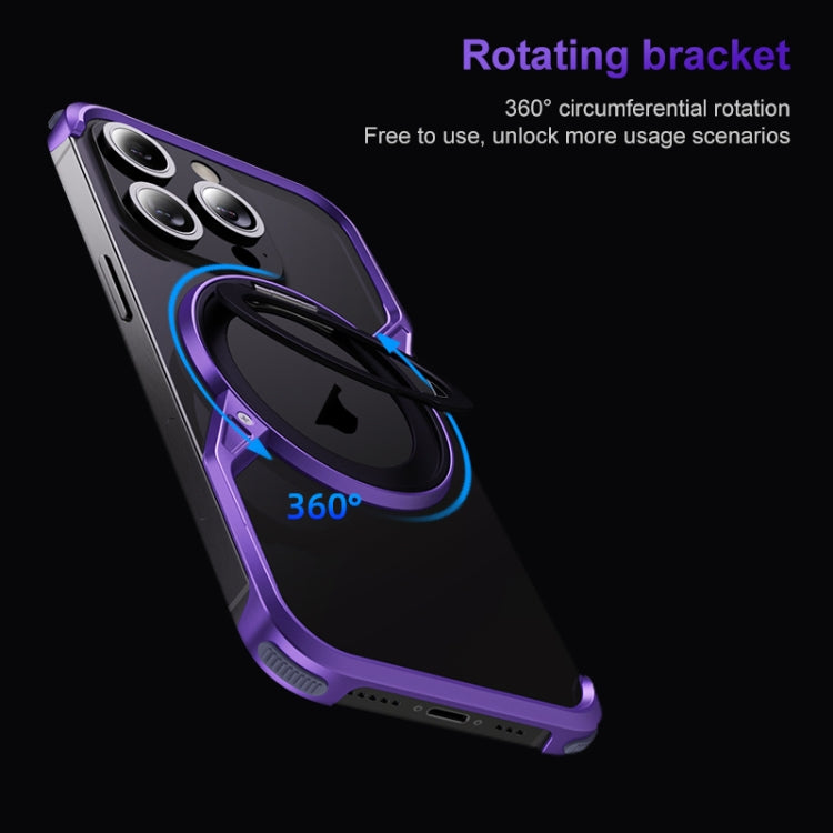 For iPhone 16 Frameless Rotation Holder Magsafe Metal Phone Case(Dark Purple) - free shipping - PMC Jewellery - Order now!