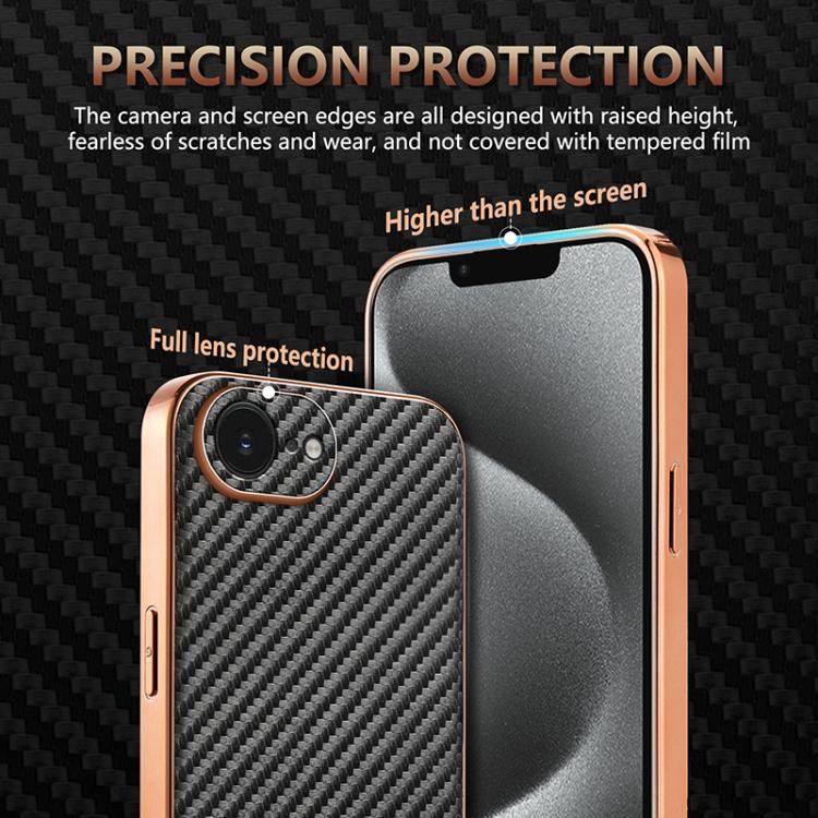 For iPhone 16e AZNS Electroplated Edge Carbon Fiber Texture Phone Case(Black) - free shipping - PMc TechLife - Order now!