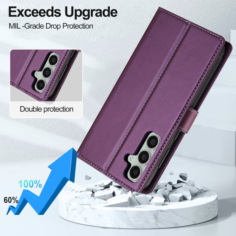 For Samsung Galaxy S24 5G LC.IMEEKE L2 Series Detachable Magsafe PU Phone Case with Lanyard(Purple) - Galaxy S24 5G Cases by LC.IMEEKE | Online Shopping South Africa | PMC Jewellery | Buy Now Pay Later Mobicred