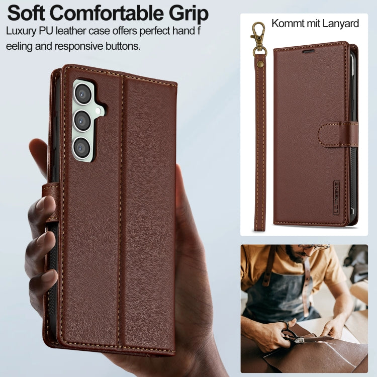 For Samsung Galaxy S24+ 5G LC.IMEEKE L2 Series Detachable Magsafe PU Phone Case with Lanyard(Brown) - Galaxy S24+ 5G Cases by LC.IMEEKE | Online Shopping South Africa | PMC Jewellery | Buy Now Pay Later Mobicred