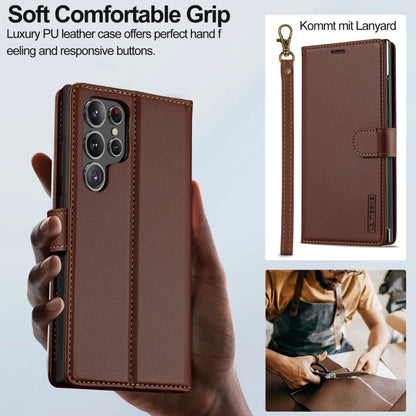 For Samsung Galaxy S24 Ultra 5G LC.IMEEKE L2 Series Detachable Magsafe PU Phone Case with Lanyard(Brown) - Galaxy S24 Ultra 5G Cases by LC.IMEEKE | Online Shopping South Africa | PMC Jewellery | Buy Now Pay Later Mobicred