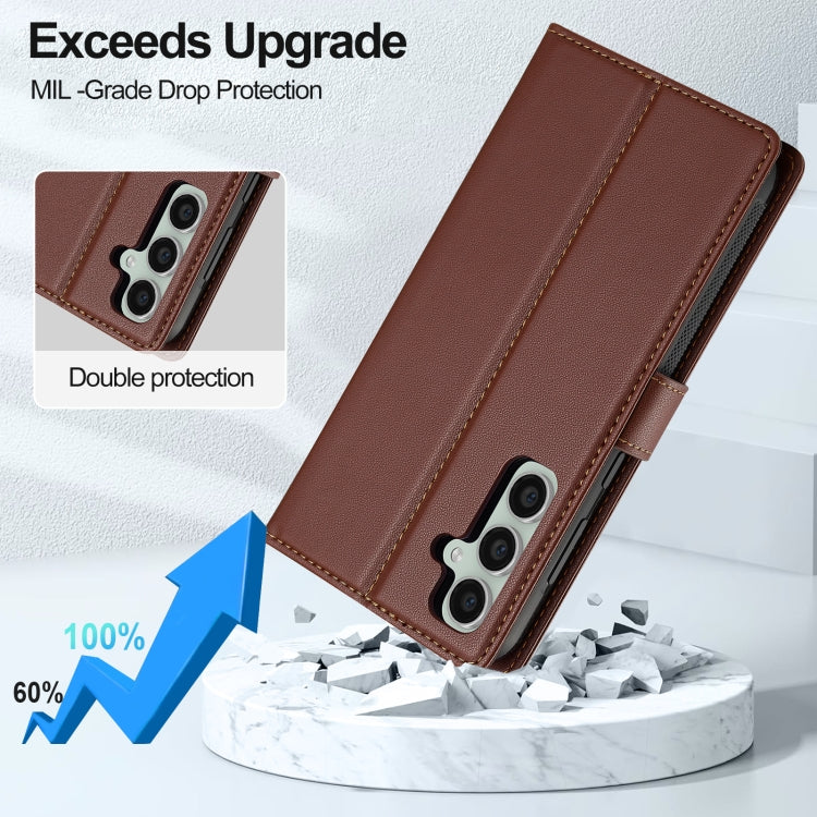 For Samsung Galaxy A15 4G / A15 5G LC.IMEEKE L2 Series Detachable Magsafe PU Phone Case with Lanyard(Brown) - Galaxy Phone Cases by LC.IMEEKE | Online Shopping South Africa | PMC Jewellery | Buy Now Pay Later Mobicred