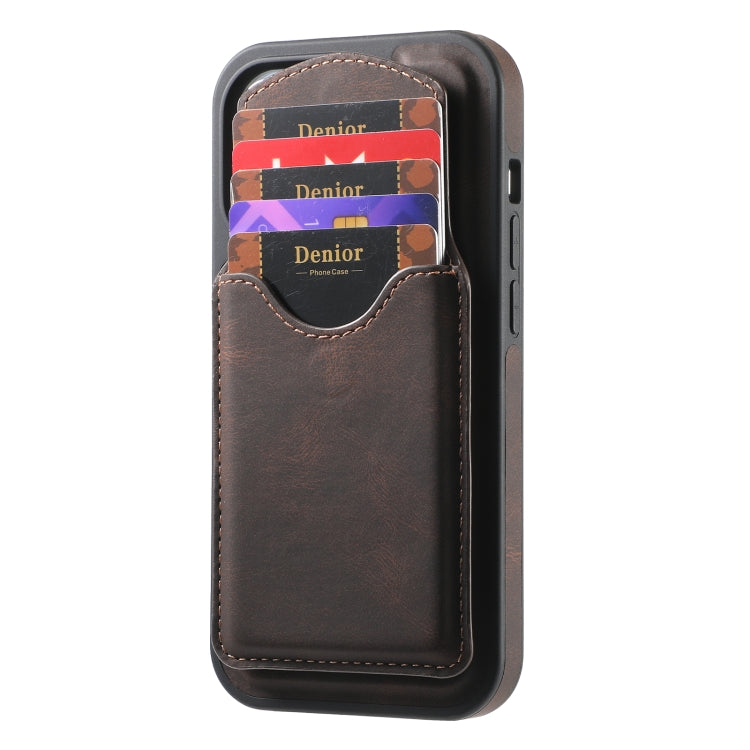 For iPhone 16 Pro Max Denior D19 Skin Feel MagSafe Detachable Card Slot Phone Case(Brown) - iPhone 16 Pro Max Cases by Denior | Online Shopping South Africa | PMC Jewellery | Buy Now Pay Later Mobicred