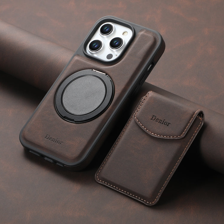 For iPhone 16 Pro Max Denior D20 Skin Feel MagSafe Holder Detachable Card Slot Phone Case(Brown) - iPhone 16 Pro Max Cases by Denior | Online Shopping South Africa | PMC Jewellery | Buy Now Pay Later Mobicred