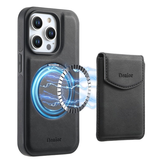 For iPhone 16 Pro Denior D20 Skin Feel MagSafe Holder Detachable Card Slot Phone Case(Black) - iPhone 16 Pro Cases by Denior | Online Shopping South Africa | PMC Jewellery | Buy Now Pay Later Mobicred